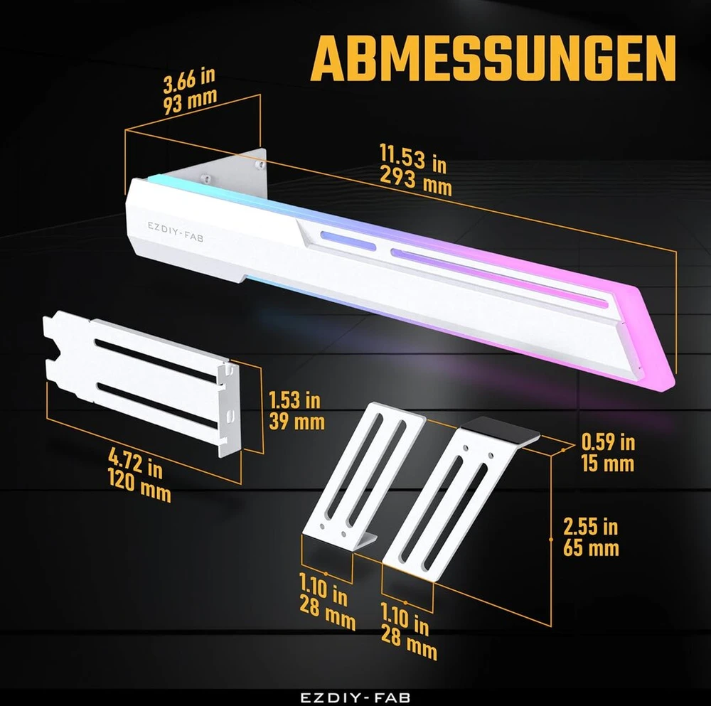 Ezdiy-fab 5 v argb gpu laikiklis grafikos plokštės gpu atrama vaizdo plokštės laikiklio laikiklis laikiklis sag holder rx7990xtx, rtx4090, baltas-341-1