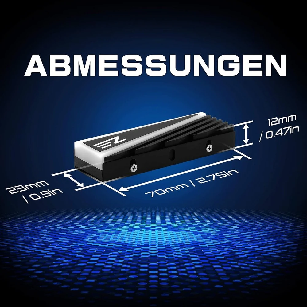Ezdiy-fab Nvme M.2 aliuminio heatsink'as 12v 4-pin Rgb aušintuvas 2280 M.2 Ssd heatsink'ui Tri-cool su silikonine termo pagalvėle