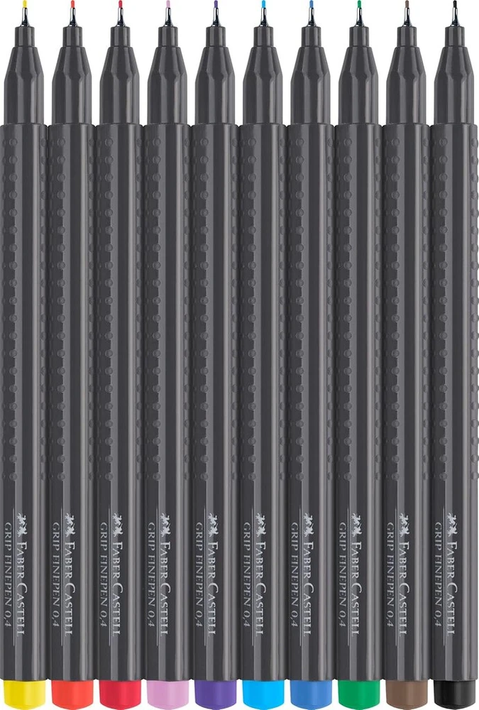 Faber-castell 151610 Grip Finepen, finelineris, su 0,4 mm metaliniu pluošto galiuku, 10 vnt. pakuotė