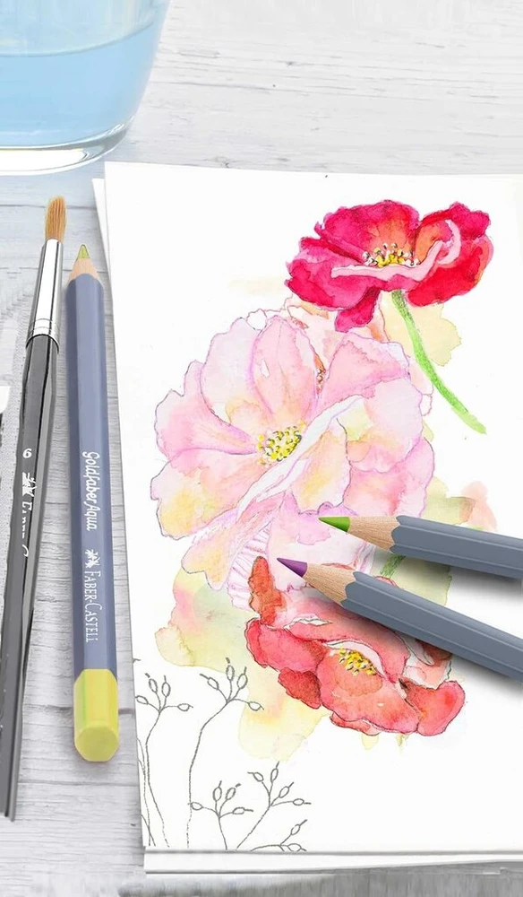 Faber-castell Aqua Goldfaber 114639 akvareliniai pieštukai, 3,3 mm šerelis, 36 vnt. pakuotė dovanų dėžutėje