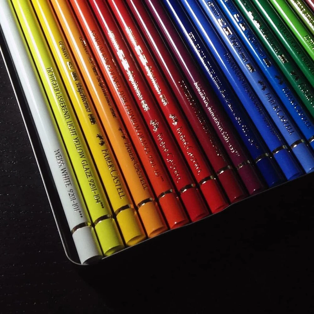 Faber-castell Polychromos spalvoti pieštukai, 24 vnt., metalinė dėžutė