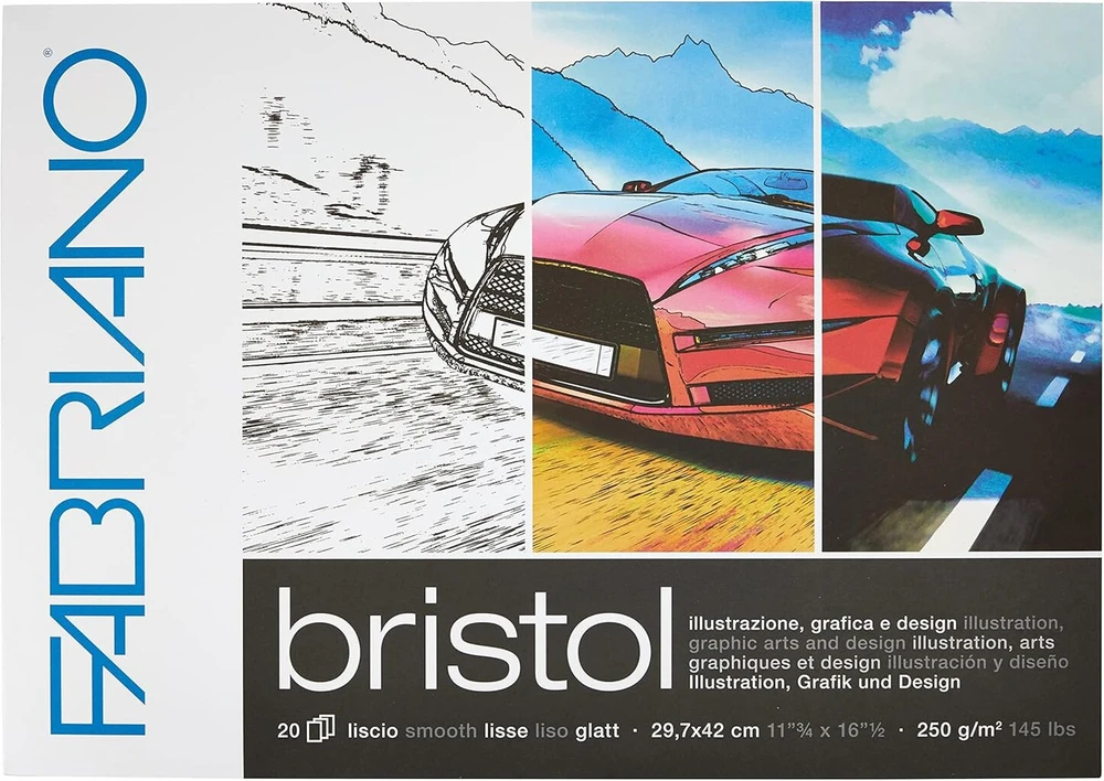 Fabriano Bristol A3 popierius, 250 g/m², 20 lapų, itin lygus