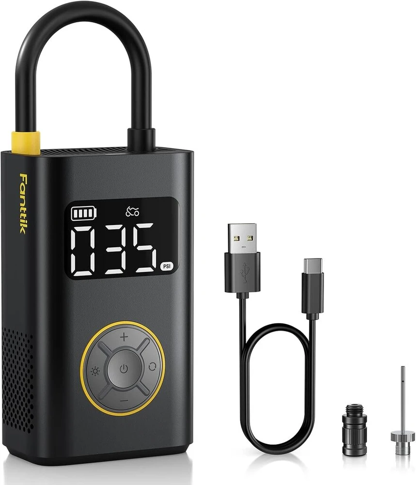 Fanttik X9 Pro nešiojamas elektroninis oro siurblys, 1 min greito pripūtimo elektrinis kompresorius, 10.3 Bar/150 Psi oro kompresorius su led lempute dviračiui, automobiliui, motociklui ir kamuoliui