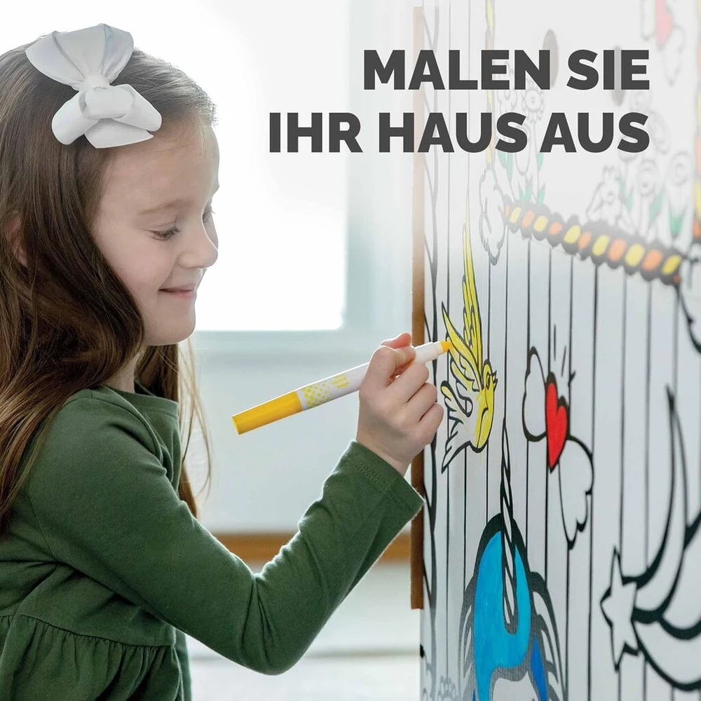 Fellowes Bankers Box kartoninis namelis vaikams, skirtas rankdarbiams, piešimui, vienaragio namas - 100% perdirbamas - Fsc sertifikuotas - baltas
