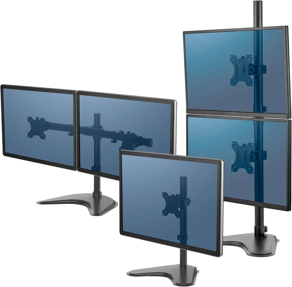 Fellowes Seasa monitoriaus laikiklis su stovu, reguliuojamo aukščio, ergonomiškas, skirtas 1 monitoriui iki 81,28 cm (32 colių), juodas