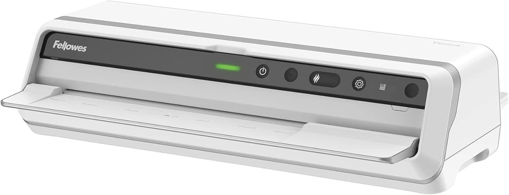 Fellowes Venus A3 laminatorius skirtas karštam laminavimui 80-250 mikronų laminavimo vokams, intensyviam naudojimui, automatinis vokų atsukimas, komplekte 10 laminavimo vokų, baltas