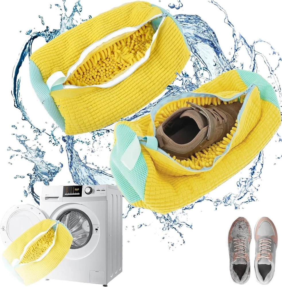 Femkey 2 batų skalbimo maišelių rinkinys sportbačiams, batų skalbimo maišelis skalbimo mašinai su apsauga, skalbinių tinklelis sportiniams batams 39 x 19 cm, skalbinių maišelis sportinei avalynei