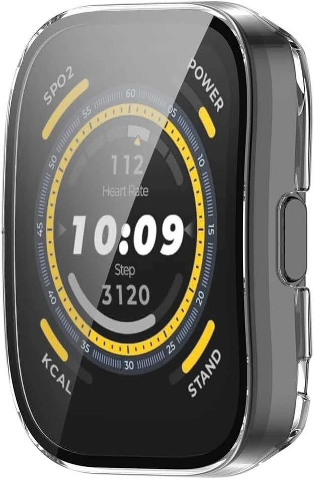 Feysentoe 2 dėklų rinkinys su stikliniu ekrano apsaugos skydeliu, suderinamas su Amazfit Bip 5 apsauginiu dėklu (skaidrus + skaidrus)