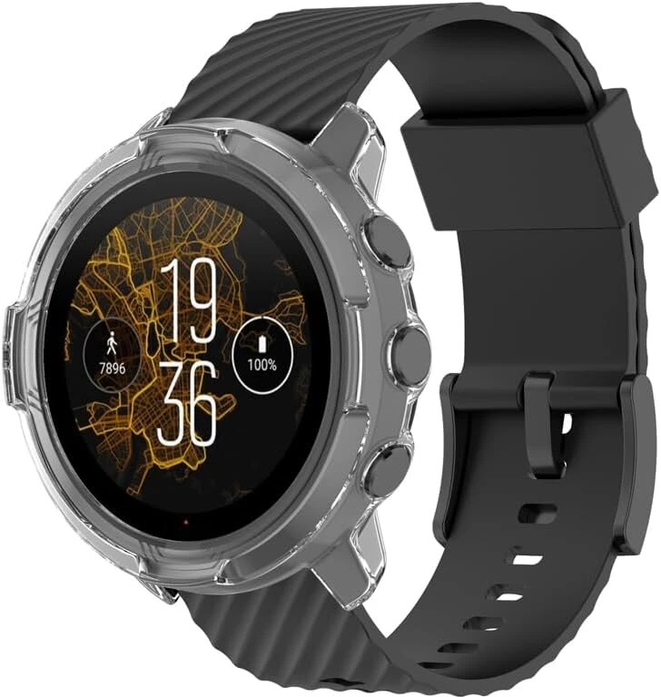 Feysentoe 2 Tpu dėklų rinkinys, suderinamas su Suunto 7 apsauginiu dėklu (juodas + skaidrus)