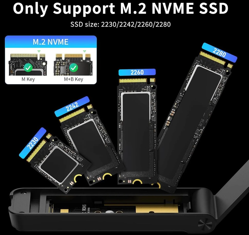 Fideco M.2 Nvme Ssd dėklas, Usb 3.2 Gen 2 (10gbps)
