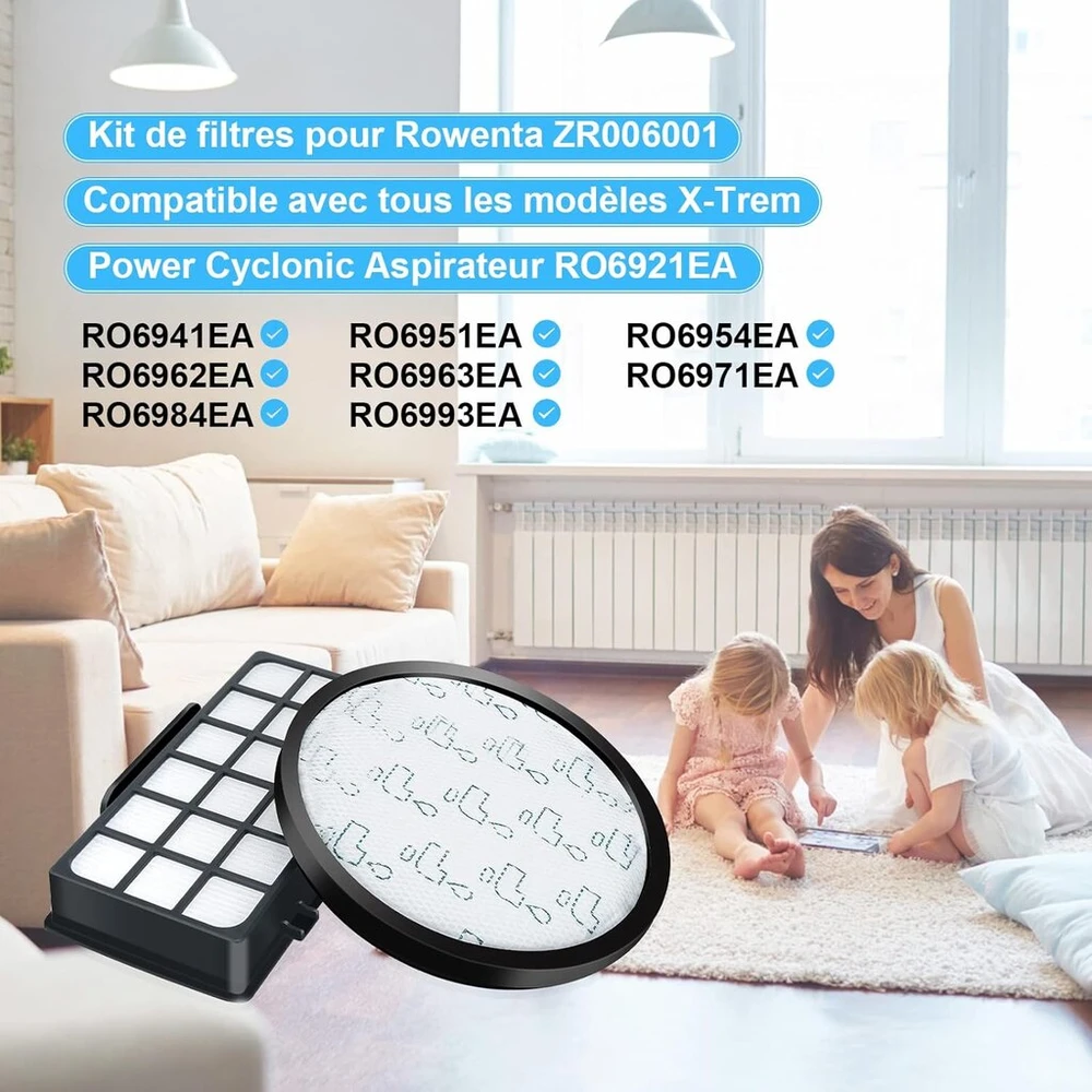 Filtras, skirtas rowenta x-trem power cyclonic dulkių siurbliams ro69xx modeliams ro6984ea ro6941ea ro6963ea ro6921ea ro6971ea ro6993ea, atsarginiai filtro priedai zr006001