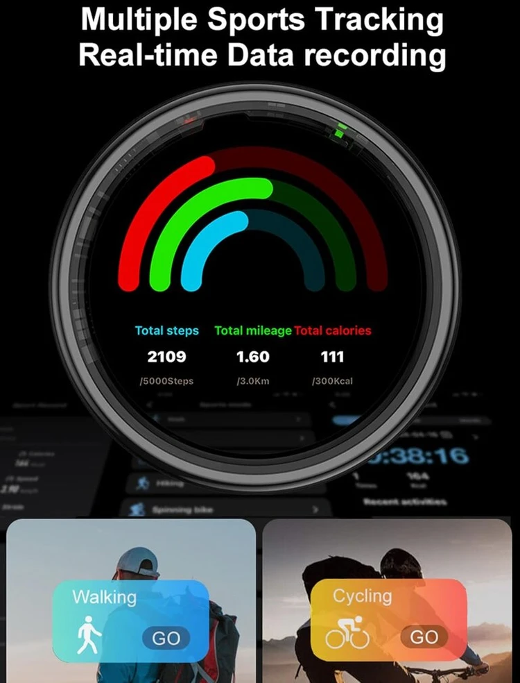 Findtime išmanusis žiedas su ekranu led ekranas išmanusis žiedas vyrams moterims android ios žingsniamatis širdies ritmo monitorius spo2 fitneso sekimo žiedas miego aktyvumo sekiklis ip68 tik tok slinkties žiedas