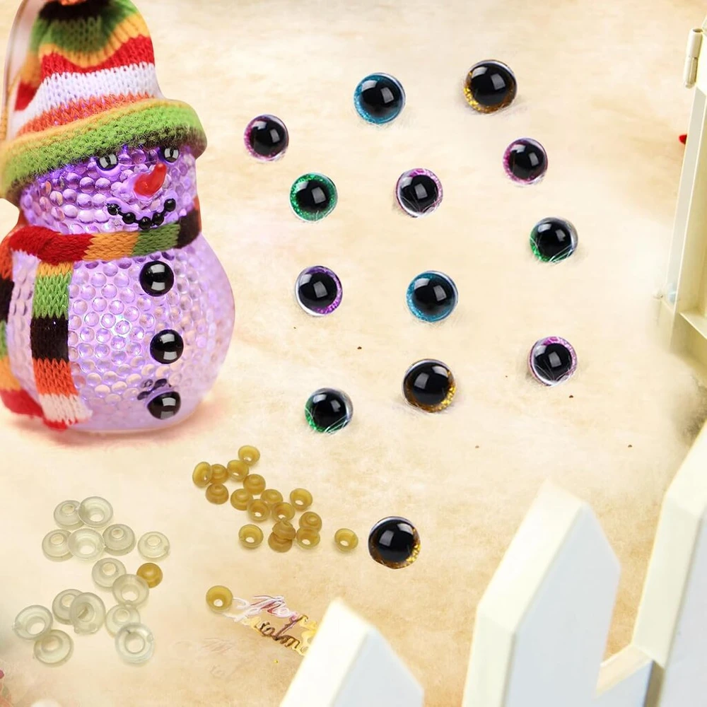 Fineasy 560 vnt. apsauginių akių rinkinys nertiems žaislams, akys nertiems gyvūnams su poveržlėmis, amigurumi akys, sagos akys nertiems gyvūnams, apsauginės nosys pliušiniams meškiukams, lėlėms (6-14 mm)