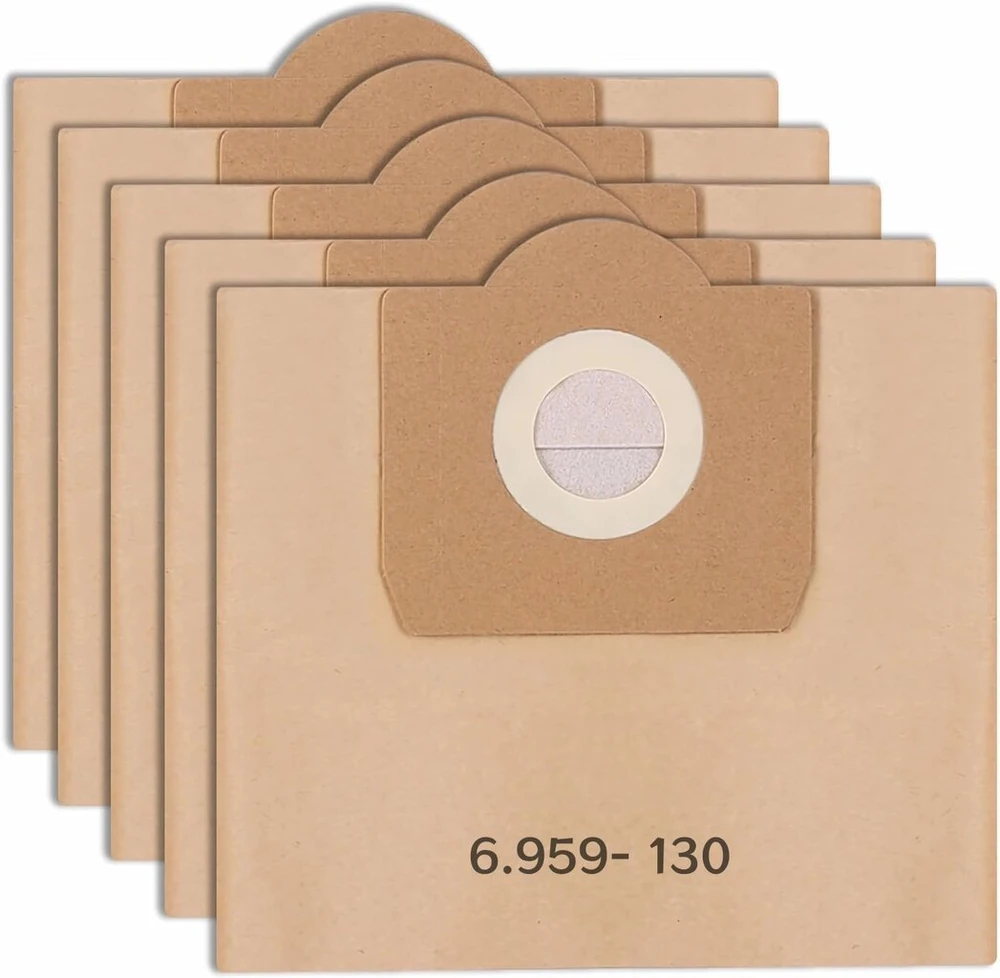 Finevernek 5 vnt. dulkių siurblio maišelių Wd3, skirtų Kärcher 6.959-130.0, filtro maišeliai, popieriniai maišeliai, dulkių siurblio maišeliai, skirti Wd3 1629 Mv3 Premium A2201/2204/2504/2554/2251/2604