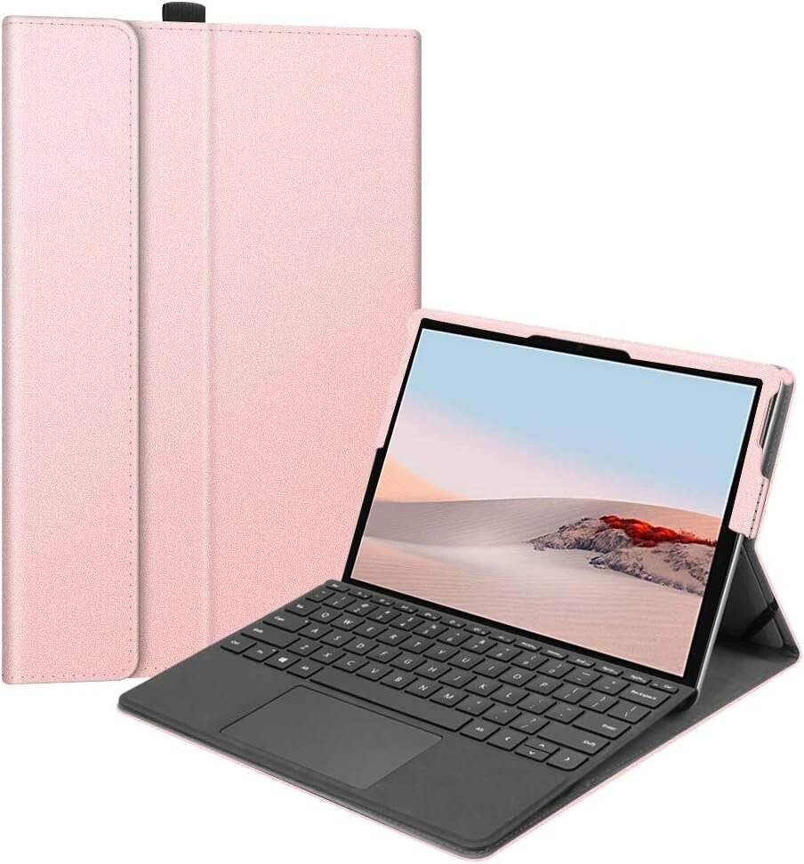 Fintie dėklas, skirtas microsoft surface go 4/3/2/1 (2023 2021 2020 2018) 10 colių planšetiniam kompiuteriui, apsauginis dėklas su keliais žiūrėjimo kampais, suderinamas su type cover, rožinis auksas