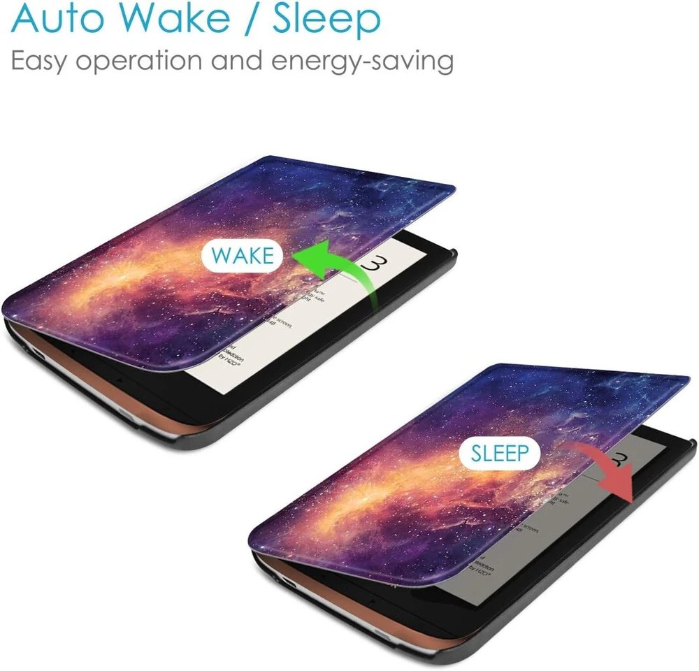 Fintie dėklas, skirtas Pocketbook Touch Hd 3 / Touch Lux 5 / 4 / Basic Lux 4 / 3 / 2 ir Pocketbook Color E-reader – itin plonas dėklas su automatiniu miego/pabudimo funkcija, magnetiniu užsegimu, Galaxy