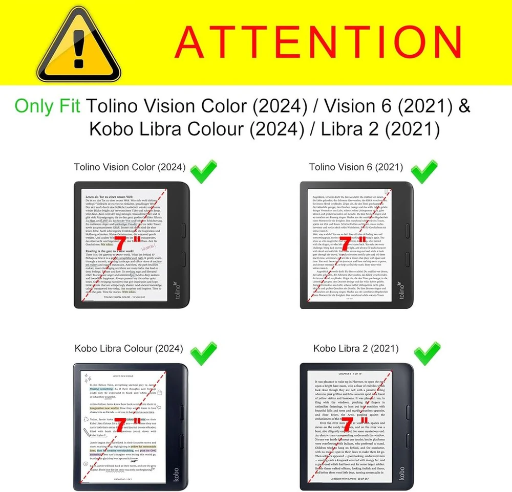 Fintie dėklas, skirtas Tolino Vision Color (2024)/vision 6 (2021) ir Kobo Libra Colour (2024)/libra 2 (2021) 7 colių – dėklas su stovu, kortelių skyreliu, riešo dirželiu ir automatiniu miego/pabudimo režimu, pastelinis žalias