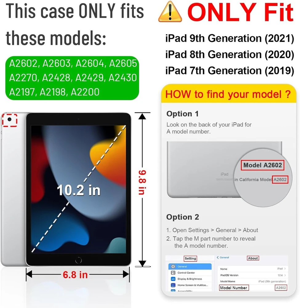 Fintie silikoninis dėklas, skirtas ipad 10.2 colių 2021/2020/2019 (9-osios/8-osios ir 7-osios kartos) – neslystantis apsauginis dėklas su sustiprintais kampais ir kraštais, neslystantis smūgiams atsparus apsauginis dangtelis, juodas