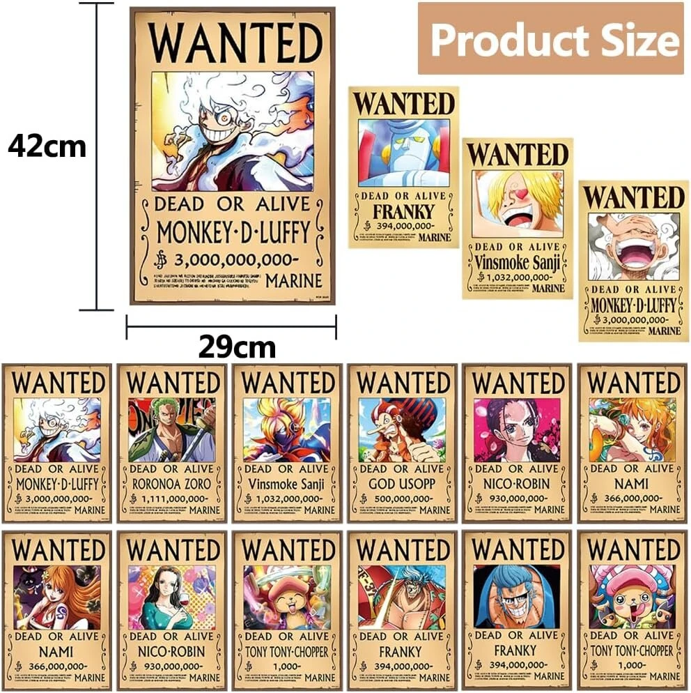 Fisapbxc Onepiece anime plakatas, 24 dalių Onepiece luffy premium plakatų rinkinys, wanted bounty plakatas, estetiniai paveikslėliai, sienų dekoracija, koliažo meno plakatas, anime dekoracija kambariui, bendrabučiui, gimtadieniui