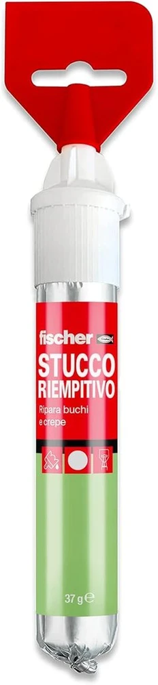 Fischer 552152 - užpildas tūbelėje su integruota mentele, skirtas skylių ir įtrūkimų sandarinimui, lygus paviršius, baltas, 70 ml