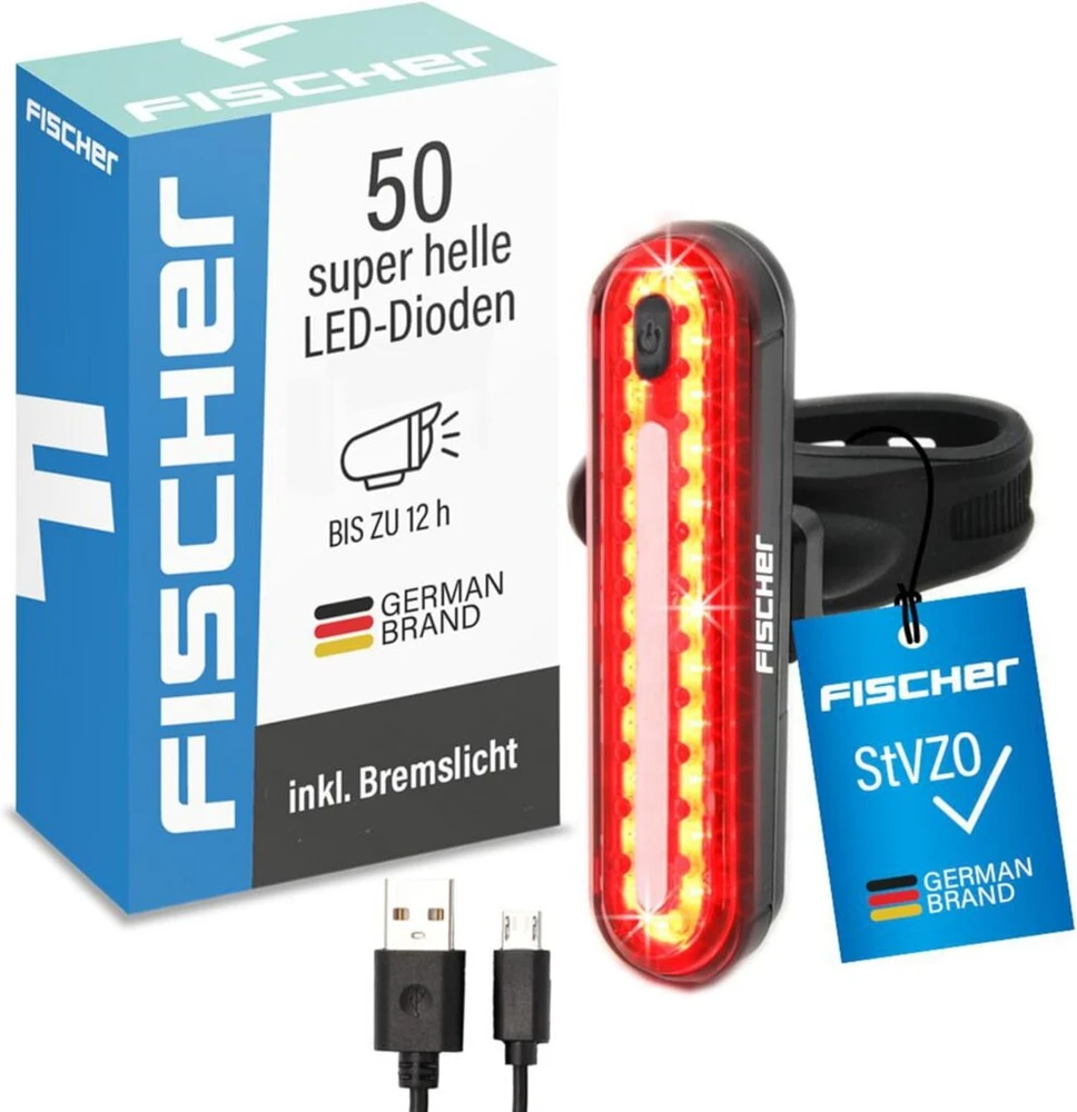 Fischer led akumuliatorinis galinis žibintas, galinis žibintas, dviračio žibintas, įkraunamas ipx4, juodas