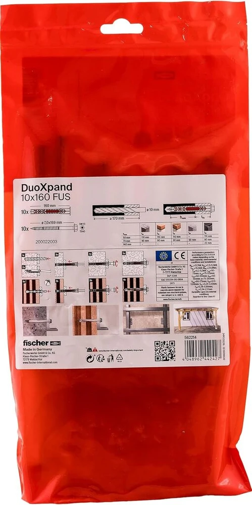 Fisher Fischer Duoxpand 10x160 Fus universalus kaištis su šešiabriauniu varžtu (10 vnt.)