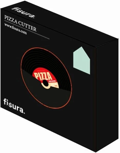 Fisura - Originalus picos pjaustytuvas "vinyl", picos pjaustytuvas su smagiu ratuku. Picos pjaustytuvas pagamintas iš nerūdijančio plieno ir Abs. Matmenys: 7,5 x 5,5 cm.