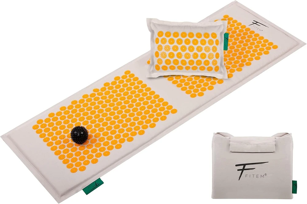 Fitem - xl akupresūros kilimėlis su pagalvėle - 100% natūralus kokoso pluošto užpildas - masažas - malšina nugaros ir kaklo skausmus - išialgija - raumenų atpalaidavimas - relaksacija ir mažina nemigą