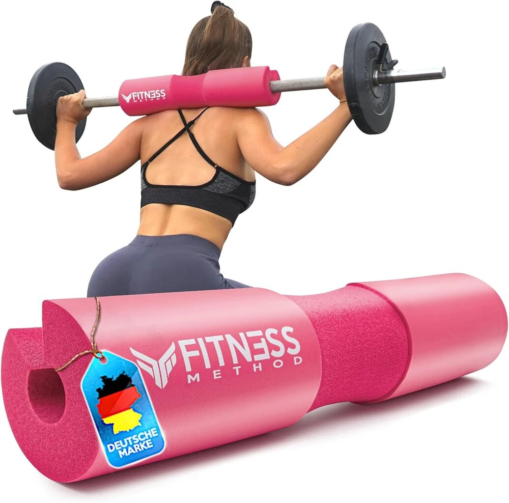 Fitness Method® 2021 patobulintas štangos paminkštinimas klubų stūmimui ir pritūpimams, štangos paminkštinimas + sėdmenų vadovas + velcro tvirtinimo kaklo paminkštinimas