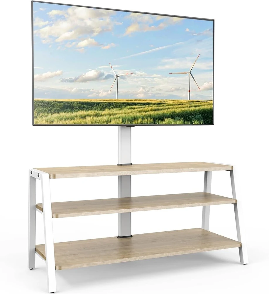 Laikiklis Fitueyes tv spintelė su laikikliu, medinė tv žema spintelė, reguliuojamo aukščio tv stovas, skirtas 37–70 colių televizoriams iki 35 kg, maks. vesa 600 x 400