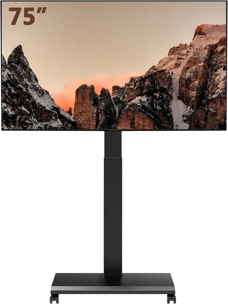 Laikiklis Fitueyes tv stovas su ratukais 32-75 colių plazminiams / lcd / led televizoriams, grindų stovas su ratukais, reguliuojamo aukščio, pasukamas ±30°, pakreipiamas 10° iki 40 kg, vesa 600 x 400 mm (juodas)