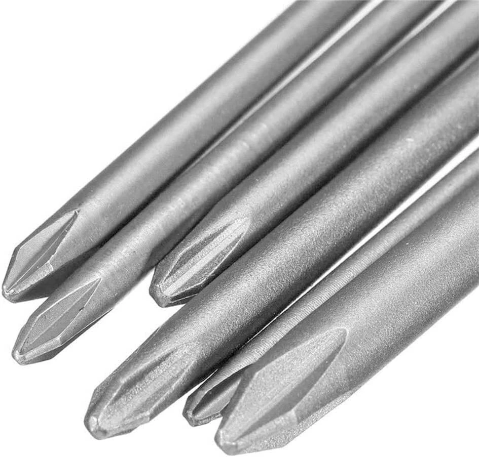 Fixinus 6 dalių magnetinių ilgų Phillips atsuktuvų antgalių rinkinys, 1/4 colio S2 plieno Phillips atsuktuvų antgalių įrankių rinkinys rankiniam elektriniam atsuktuvui Ph1 Ph2-150 mm