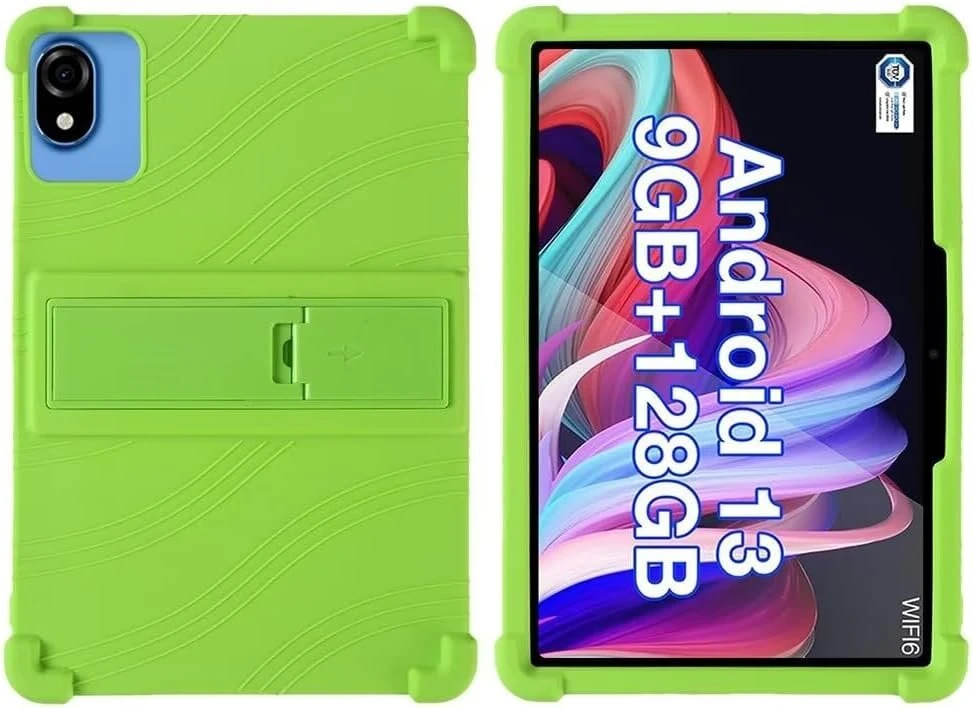 Fkqlh dėklas, skirtas Doogee U10 planšetiniam kompiuteriui, stovas silikoninis, draugiškas vaikams, smūgiams atsparus apsauginis dėklas, skirtas Doogee U10 planšetiniam kompiuteriui 10,1 colio, žalias