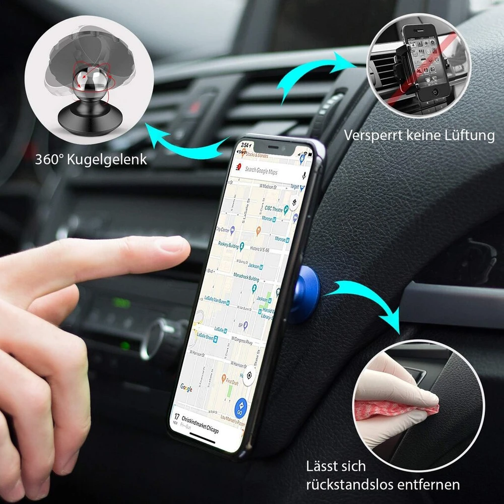 Flexd-x Automobilinis telefono laikiklis magnetinis stiprus automobilinis telefono laikiklis magnetinis išmaniųjų telefonų laikiklių rinkinys automobiliui 360° (mėlynas)