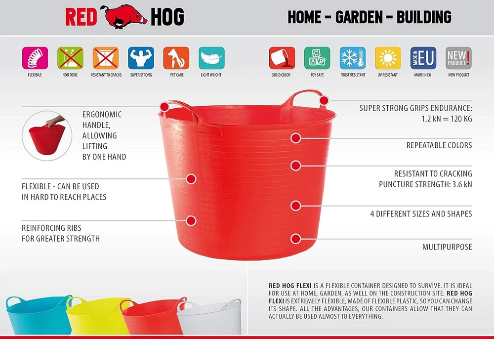 Flexi container konteineris namams, sodui, statyboms, itin tvirtas, universalus, su rankenomis, laikymo trukmė: 120 kg, 55 x 35 x 44,5 cm, (55 l - turkio spalvos)