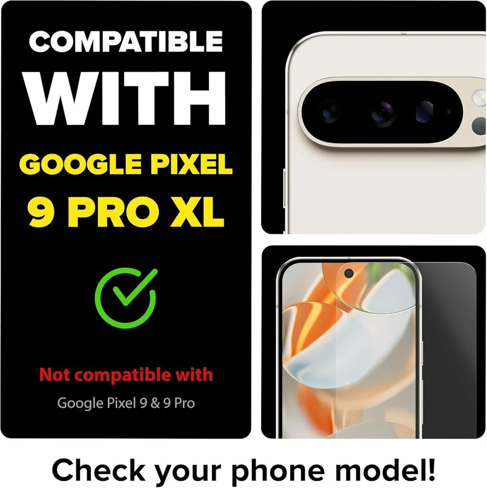 Flexischutz® apsauginis stiklas, skirtas Google Pixel 9 Pro Xl, ekrano apsauga, stiklinė ekrano apsauga su praktiška montavimo priemone, ekrano apsauga, stiklo plėvelė su šablonu [pakuotė