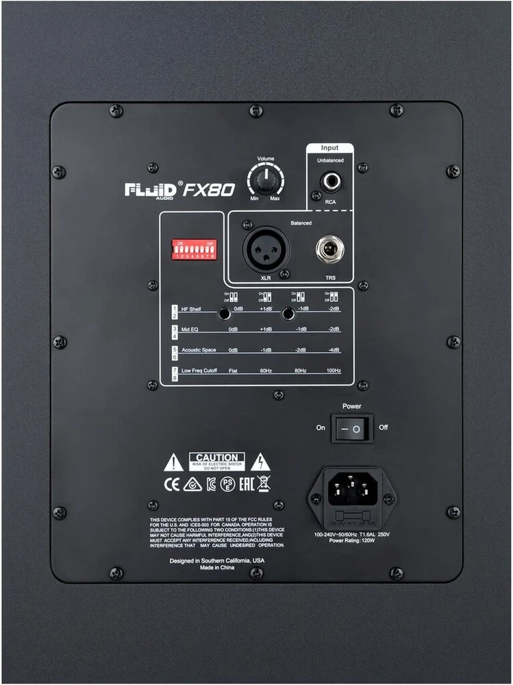 Monitorius Fluid Audio Fx80 V2 studijiniai monitoriai (8 colių koaksialinis garsiakalbis, 40w Rms, 2 krypčių sistema, pažangi bangolaidžio technologija, profesionalus garso monitoringas, pora), juodi