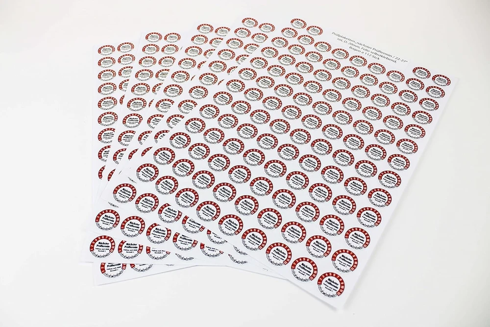 Fluxxx 112 bandelių rinkinys "kita bandymo data", 20 mm skersmens, bandymo etiketės pagal Dguv V3, 2024–2029 m., lipnios, bandymo lipdukai, e-patikros bandymo etiketė, ženklelis elektriniams prietaisams (raudonas, 1