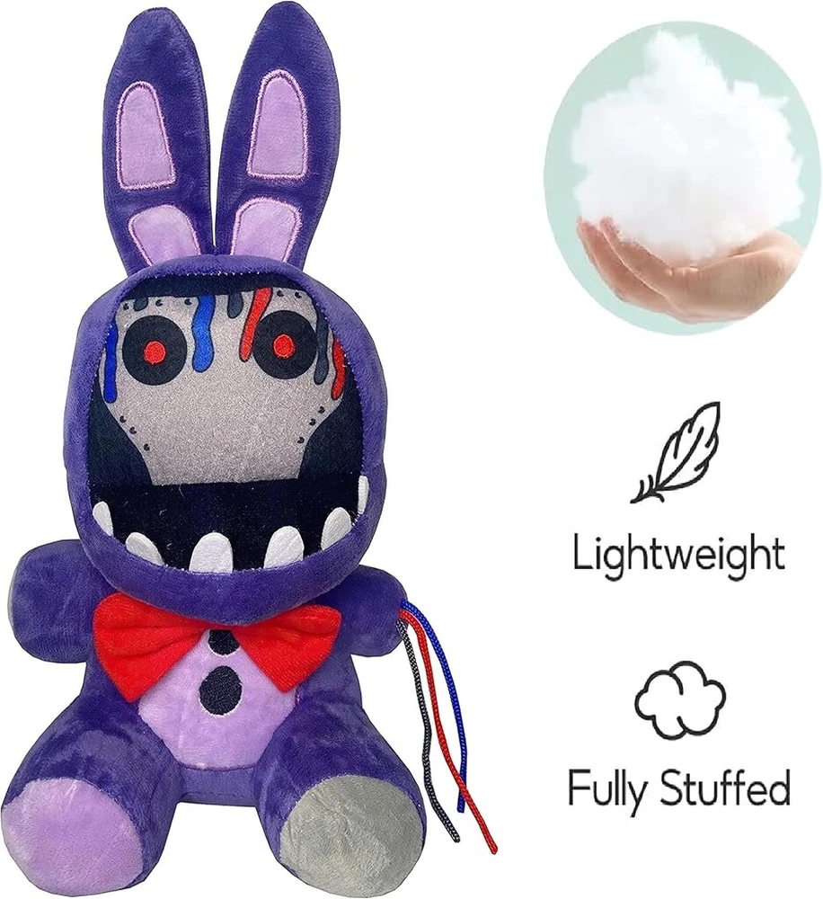 Fnaf Nušiuręs violetinis zuikutis, pliušinis žaislas, 20 cm Fnaf Security Breach Bonnie lėlė, kolekcinis žaislas vaikams (nušiuręs violetinis zuikutis)