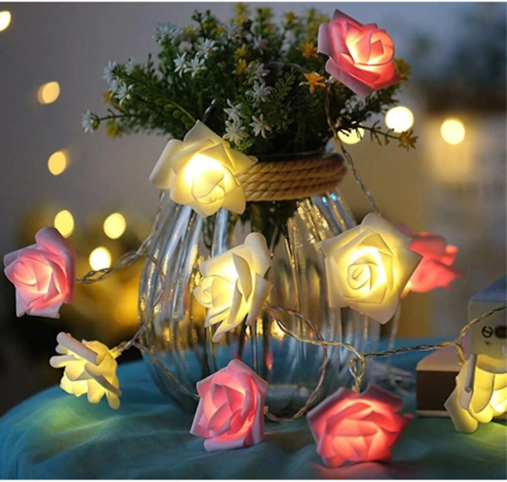 Fohil Led Rose Girlianda Baterijomis, 3m, 20 Led, Rožinė/šilta Balta
