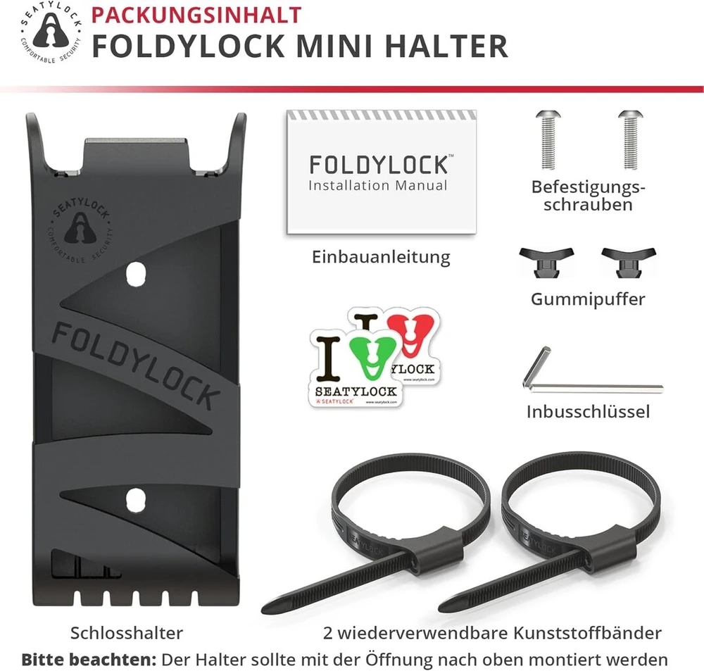 Foldylock mini dviračio spynos laikiklis - itin lengvas laikiklis foldylock mini sulankstomai spynai - nešiojami saugūs dviračio tvirtinimo priedai