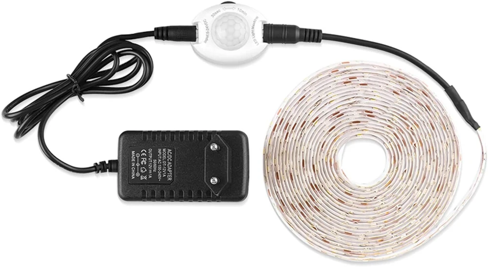 Folgemir 2 m šaltai balta led lovos naktinė lemputė, lankstus led apšvietimas su pir judesio jutikliu, pilnas komplektas su 12 v maitinimo šaltiniu, ip65 vandeniui atspari led juosta vaikų lovoms, prieškambario baldams