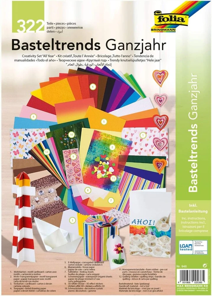 Folia Basteltrends 946 322 dalių rinkinys kūrybai ištisus metus