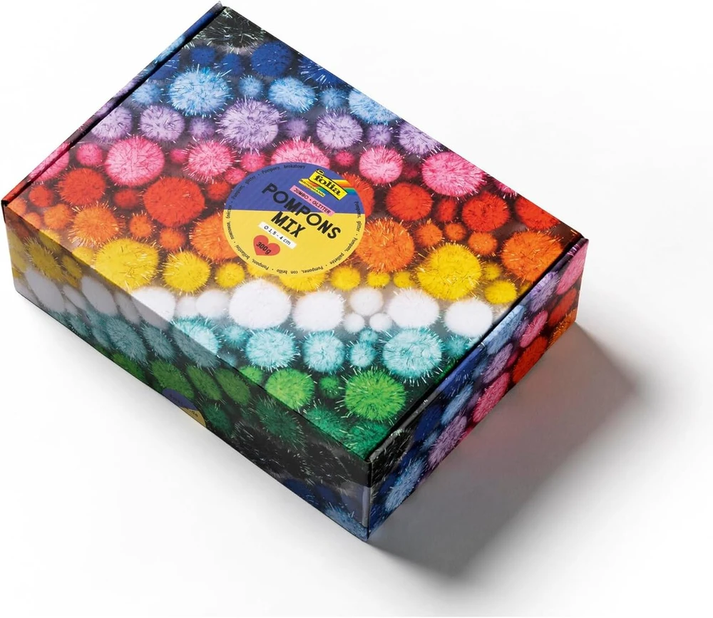 Folia Pompomų rinkinys Jumbo Glitter 1.5-4.0 cm 300g Plastikas Visus metus Rankdarbių dekoracijos Spalvingi Pūkuoti Kūrybiniai reikmenys