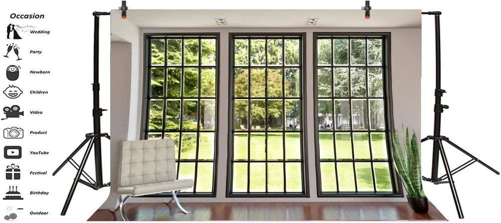Fonai nuotraukoms 3 x 2 m - modernus interjeras, langas, gamta