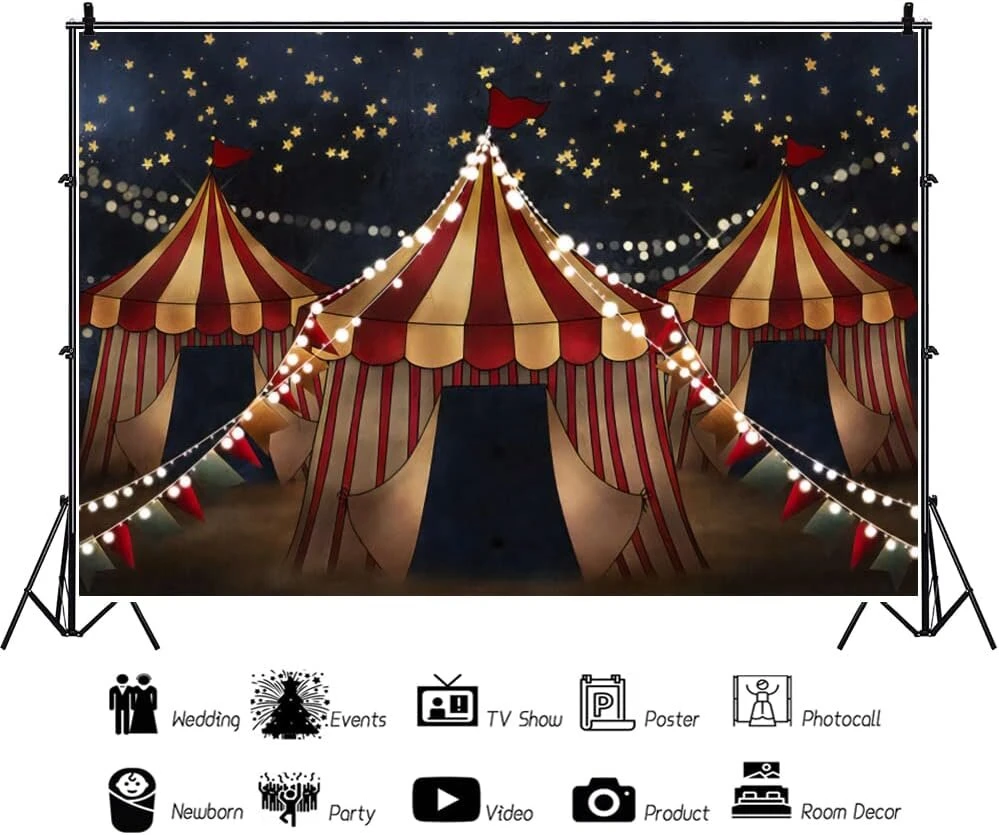 Fonas "cirko Palapinė" 4.5x3m - Vaikų Šventėms ir Fotosesijoms