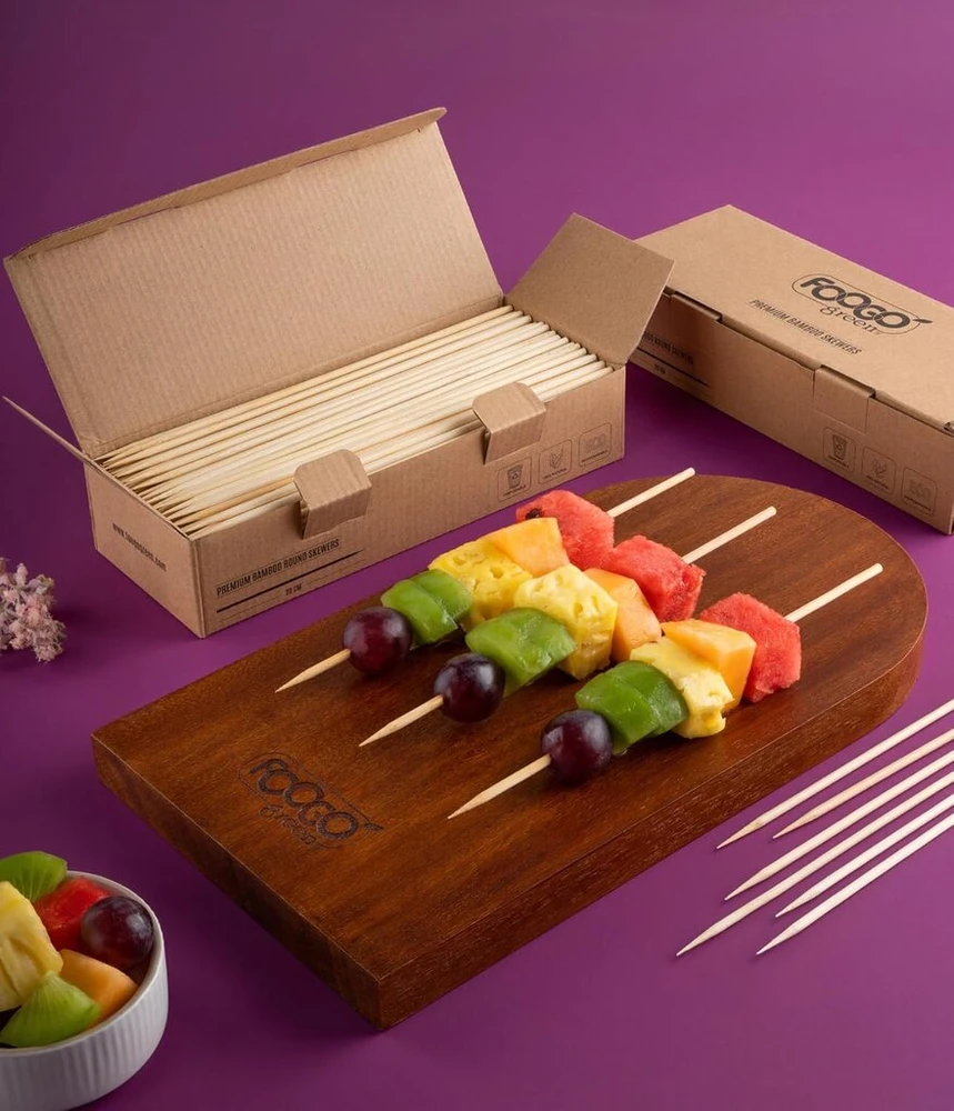 Foogo Žalias 250 bambukiniai iešmeliai, sertifikuoti pagal fsc, tvirti, ekologiški 20 cm iešmeliai bbq ir kebabams, vaisių smeigtukai, kokteilių smeigtukai stovyklavimui, vakarėliams ir vestuvėms