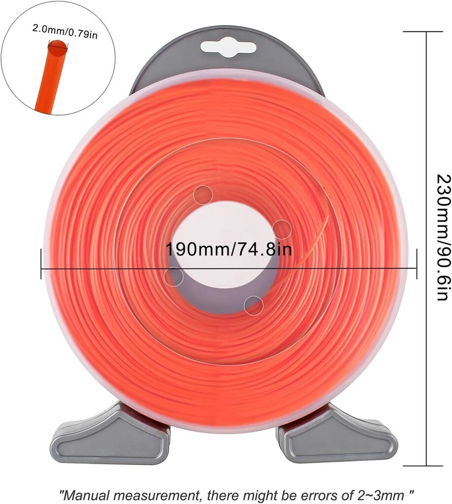 Forever Speed žoliapjovės valas vejapjovės valo pakeitimas žoliapjovės nailoninis siūlas krūmapjovės valas apvalus skersmuo 2,0 mm x 126 m oranžinis