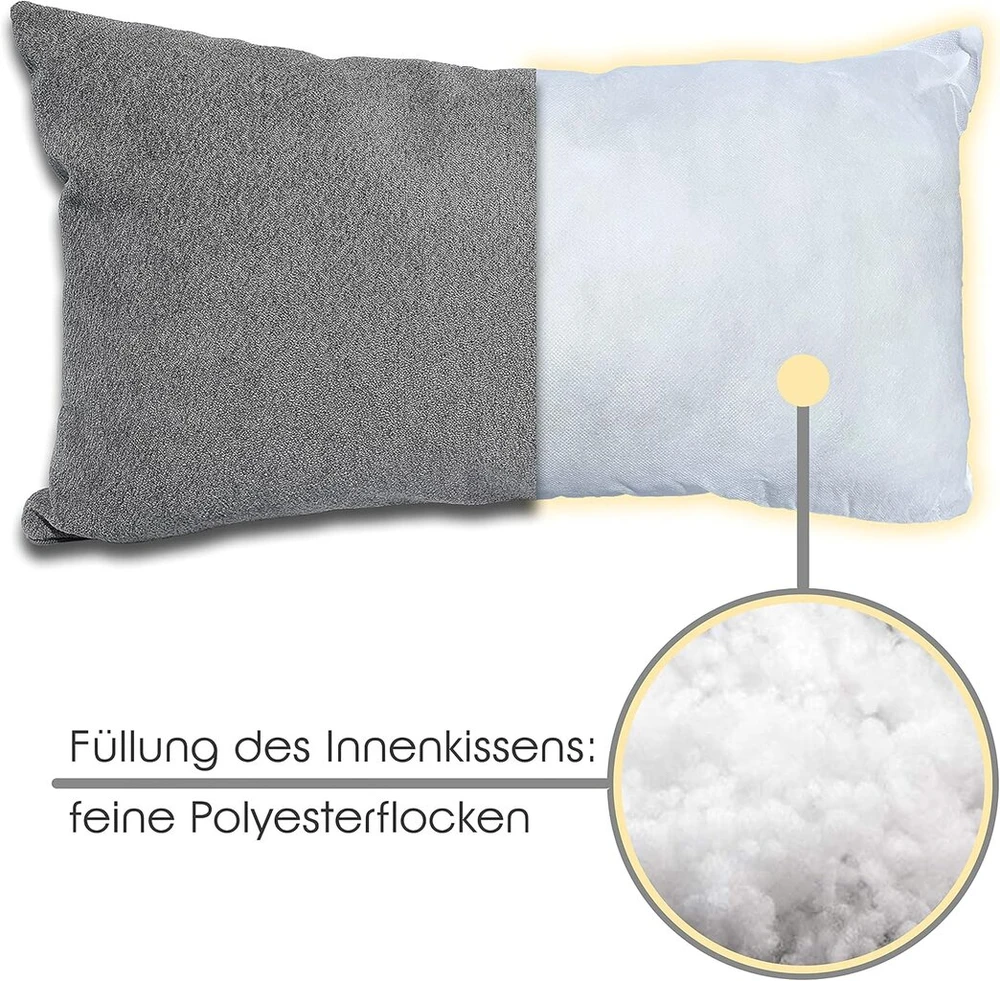 Formalind 2 sofos pagalvėlių komplektas 50 x 30 cm, dekoratyvinės pagalvėlės 2 vnt., dekoratyvinės pagalvėlės, sofos pagalvėlės, 2 užvalkalai + 2 užpildytos pagalvėlės (tamsiai pilka)