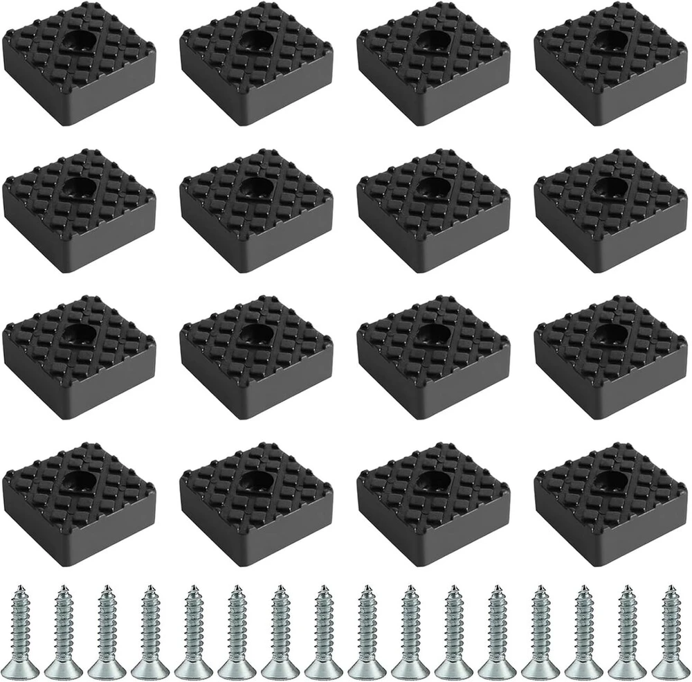 Fotelis Yutou kvadratinės guminės kojelės, 30 x 30 x 10 mm, neslystančios, elastingos, prisukamos varžtais, skirtos stalui, spintelei, rašomajam stalui, sofai, juodos spalvos, 16 vnt.
